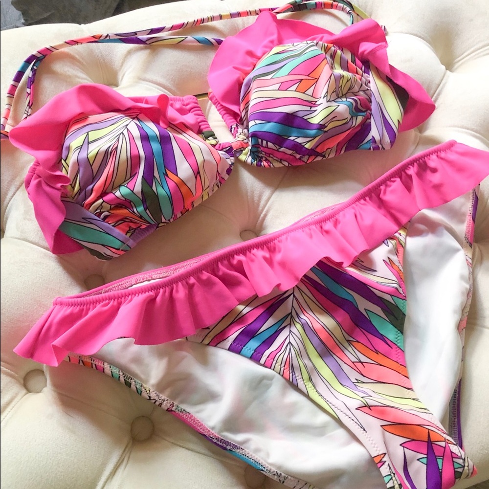 Ruffle Two Piece with Removable Straps